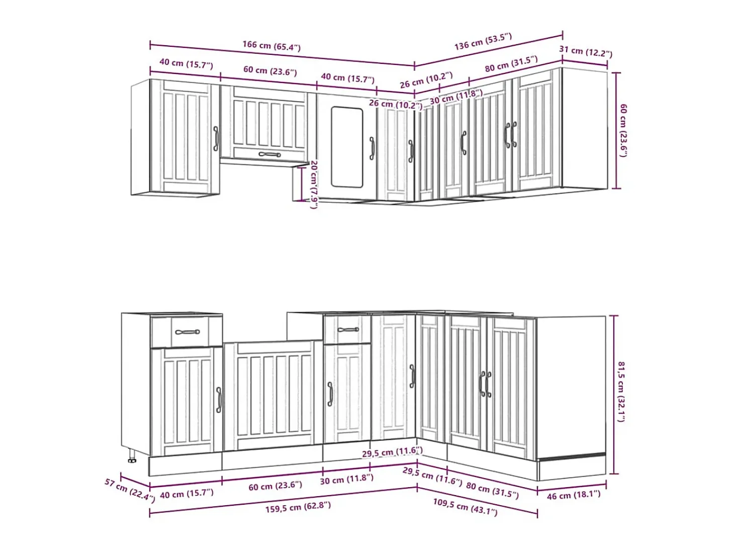 Mueble cocina Kalmar madera vieja 11 pzas madera contrachapada