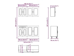 Mueble cocina Kalmar roble ahumado 4 pzas madera contrachapada