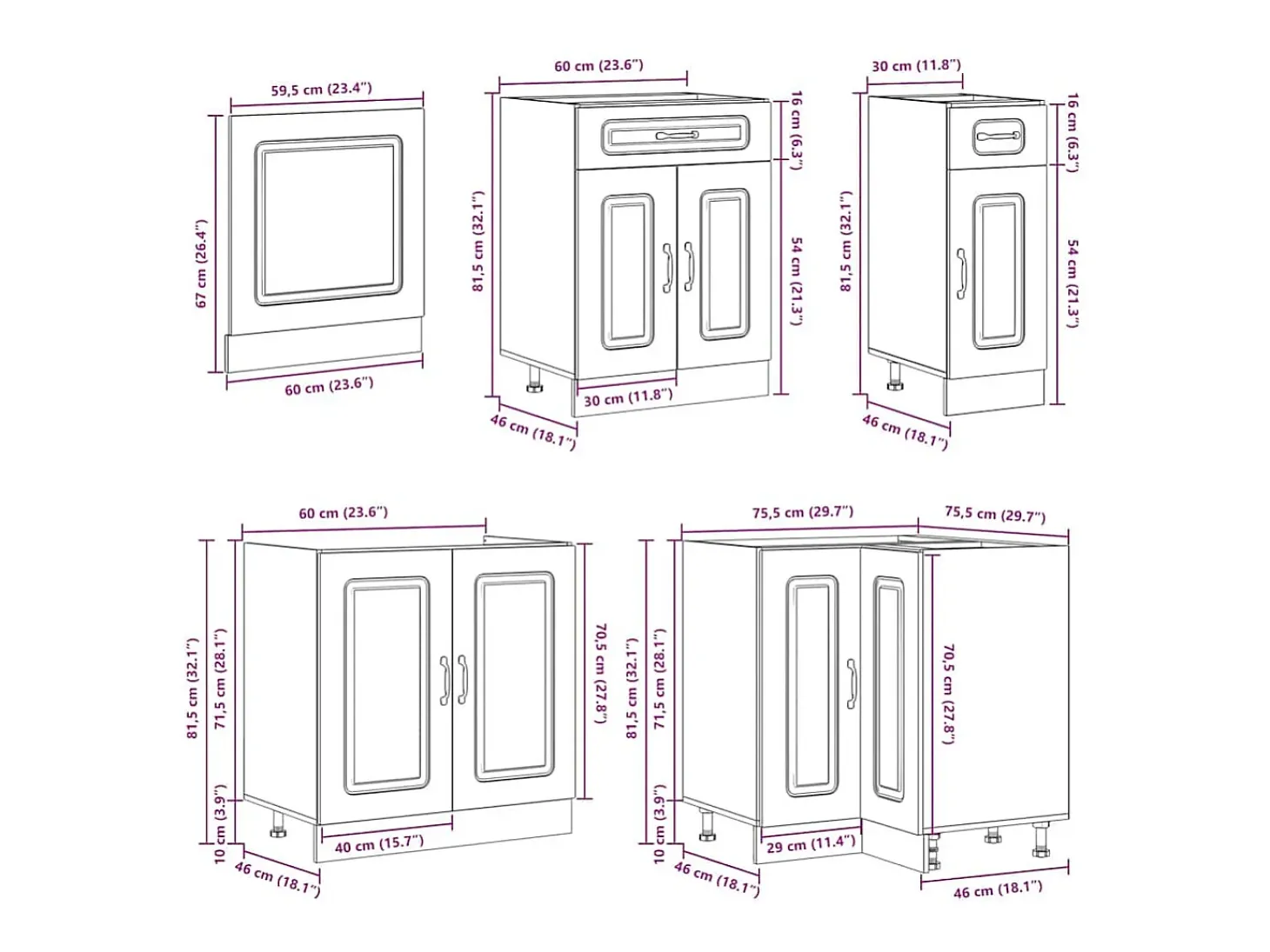 Mueble cocina Kalmar roble sonoma 11 pzas madera contrachapada