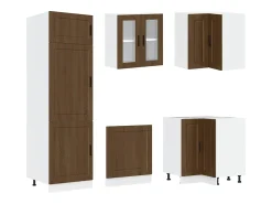 Mueble cocina Porto roble marrón 14 pzas madera contrachapada