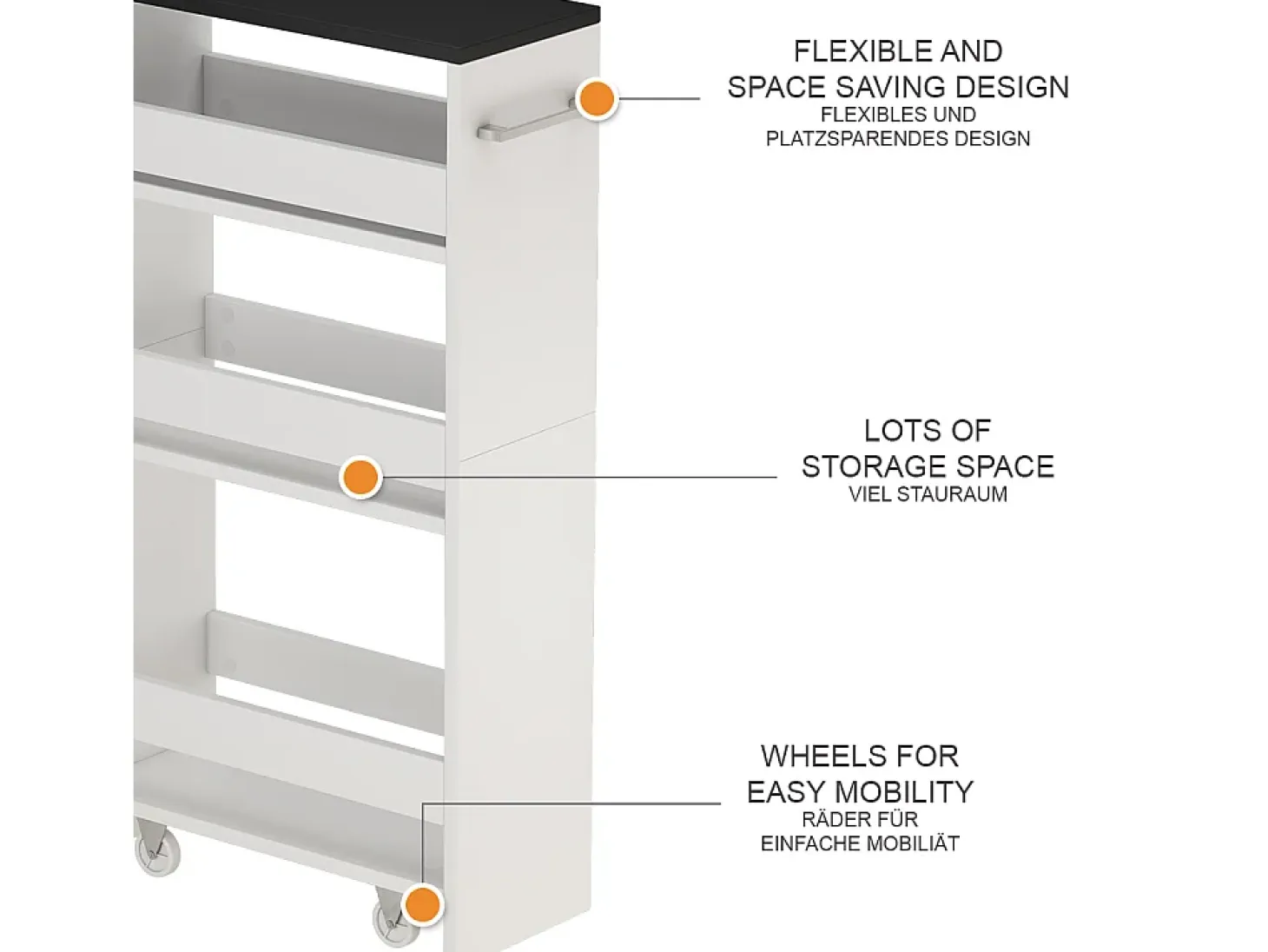 Mueble con ruedas blanco/antracita 20x46x84.4 rivo