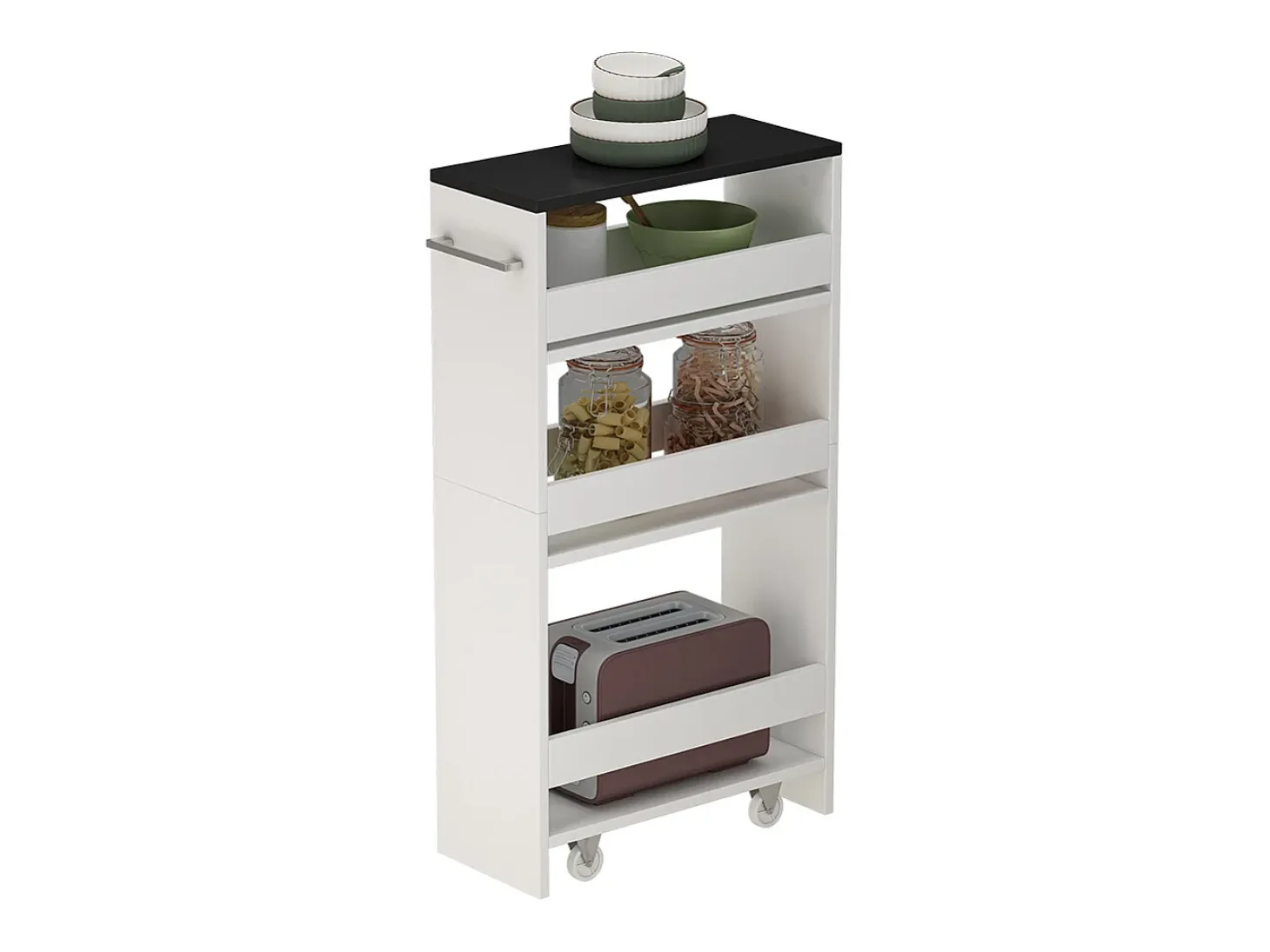 Mueble con ruedas blanco/antracita 20x46x84.4 rivo