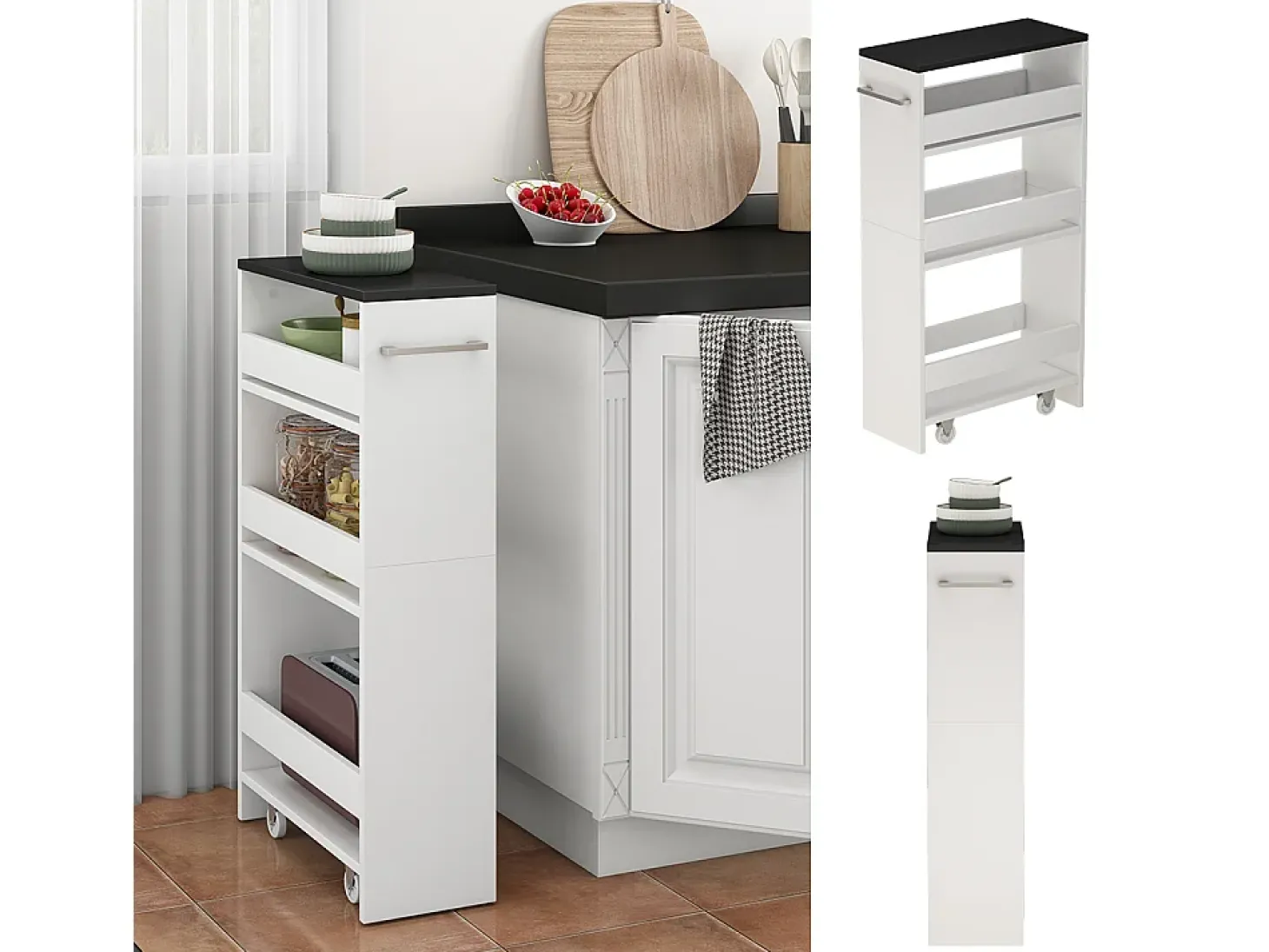 Mueble con ruedas blanco/antracita 20x46x84.4 rivo