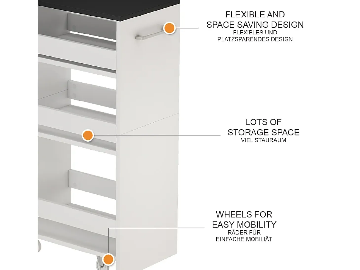 Mueble con ruedas blanco/antracita 30x46x84.8 rivo