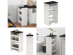 Mueble con ruedas blanco/antracita 30x46x84.8 rivo