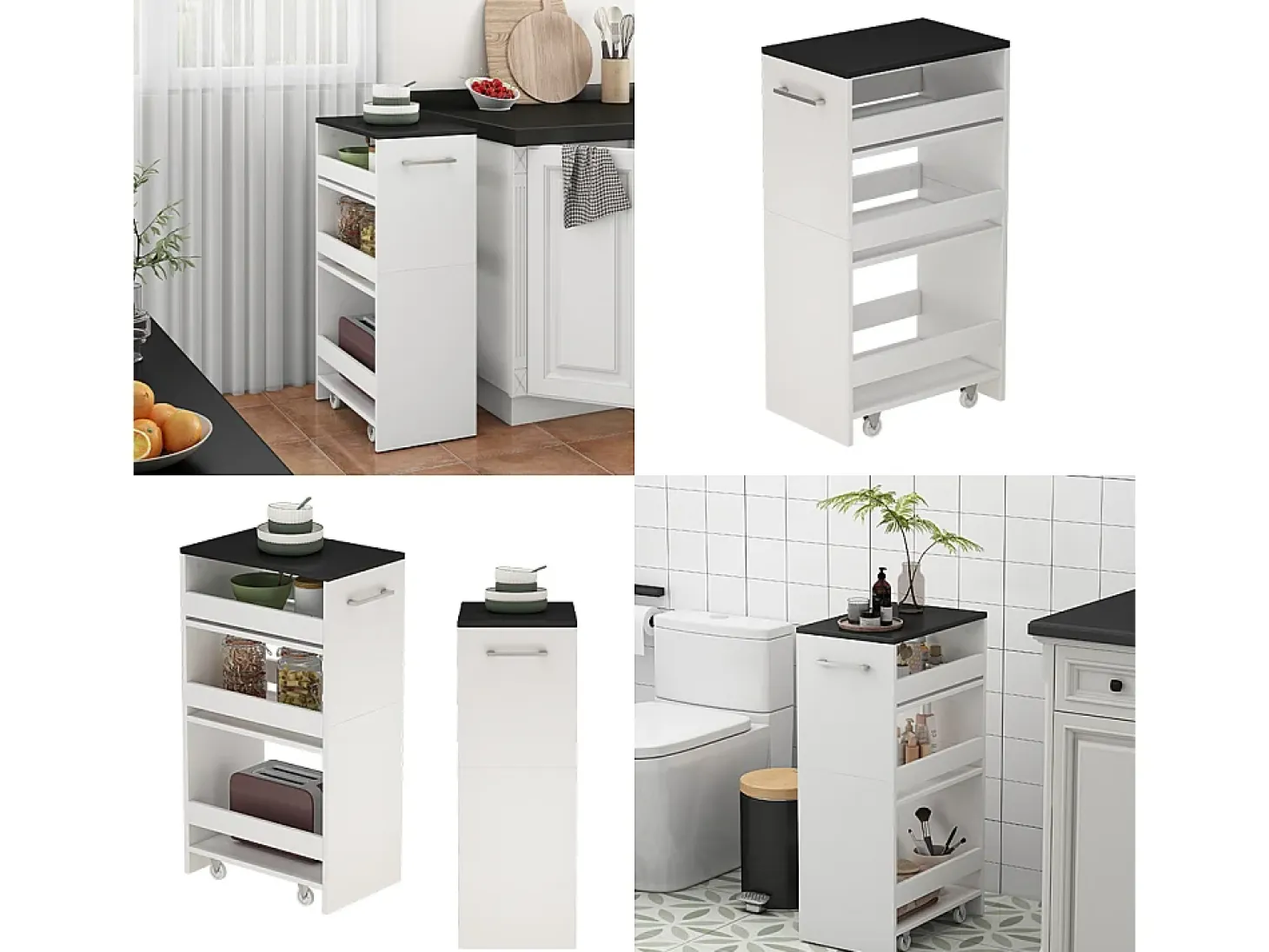 Mueble con ruedas blanco/antracita 30x46x84.8 rivo