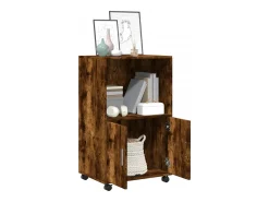 Mueble con ruedas de roble ahumado 55x40x91 cm madera de ingeniería