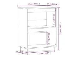 Mueble consola Negro 60x34x75 cm Madera maciza de pino
