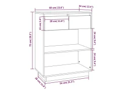 Mueble consola negro 60x34x75 cm madera maciza de pino