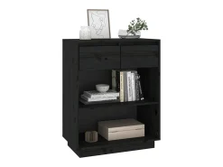 Mueble consola negro 60x34x75 cm madera maciza de pino