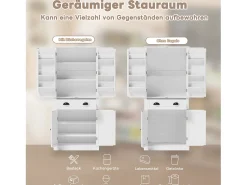 Mueble de almacenaje de 182 cm, con 4 puertas y 1 cajón, estante regulable, MDF, blanco (80x40x182 cm)