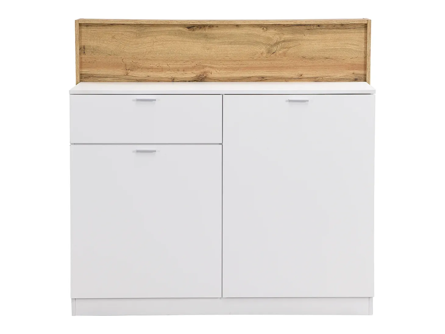Mueble de bar con 2 puertas y 1 cajón de MDF - Blanco y Natural - LAMONIA
