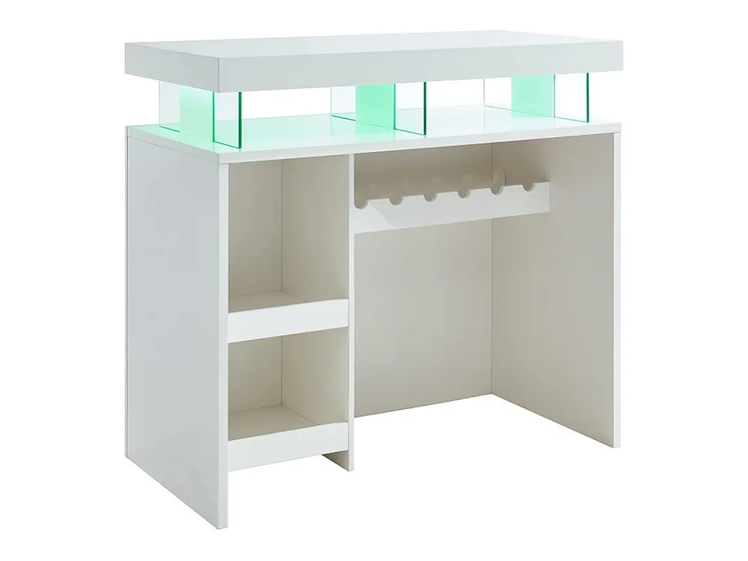 Mueble de bar FABIO - MDF lacado blanco - Leds - 2 huecos