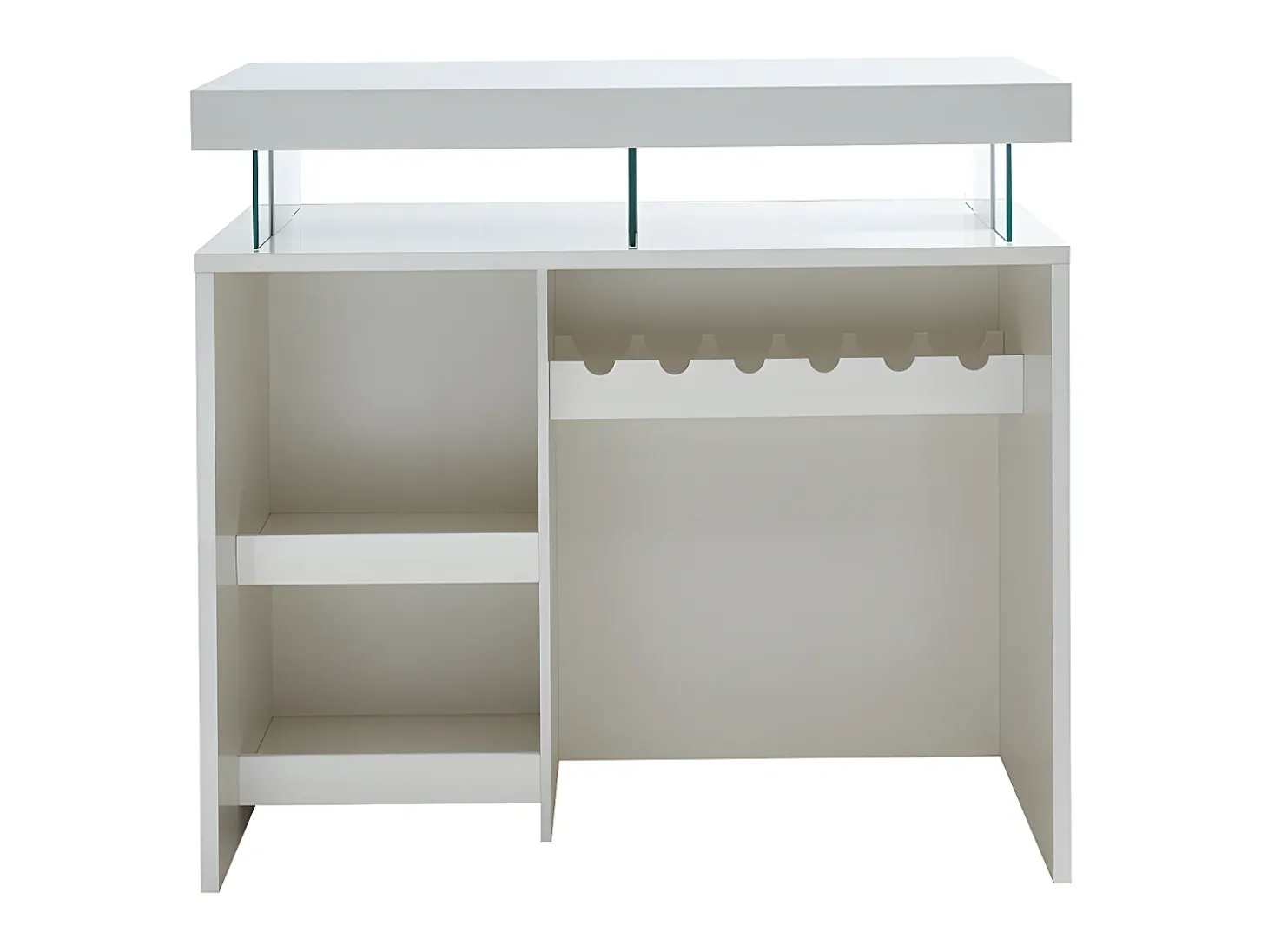 Mueble de bar FABIO - MDF lacado blanco - Leds - 2 huecos