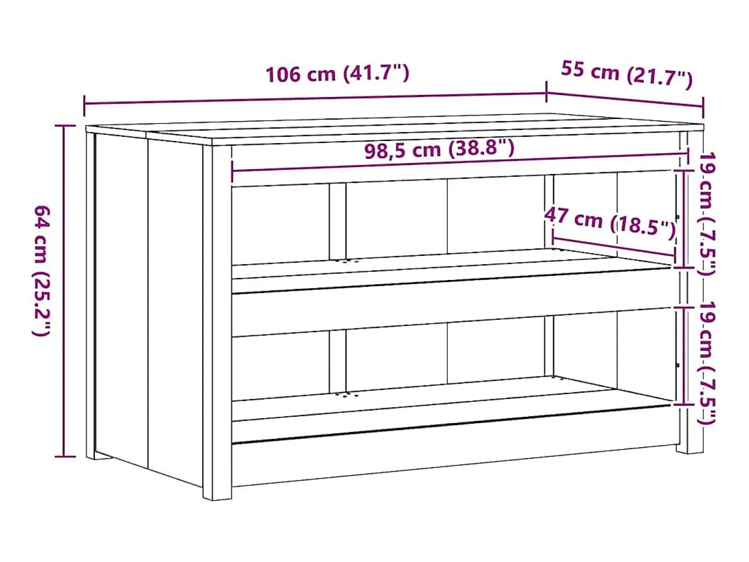 Mueble de Cocina 106 x 55 x 64 cm Madera de pino macizo