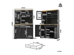Mueble de cocina - 104x40x180 cm - con 4 puertas y 1 cajón - con iluminación LED - Negro
