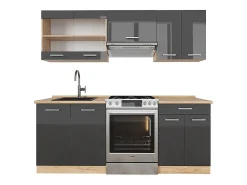 Mueble de cocina antracita brillo intenso/roble dorado eléctrico 200x60x81.6 r-line