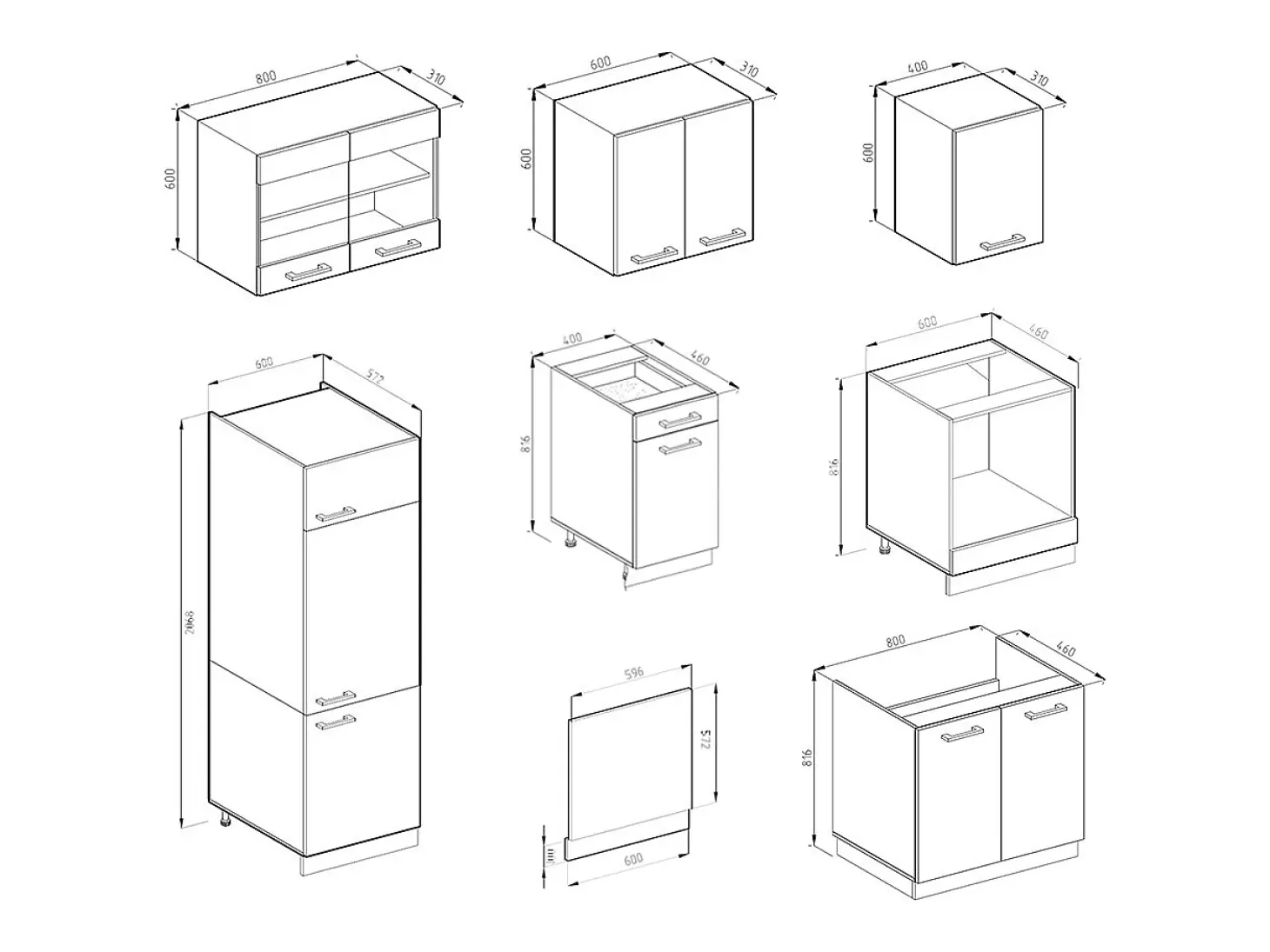 Mueble de cocina antracita brillo intenso/blanco 300x60x81.6 r-line