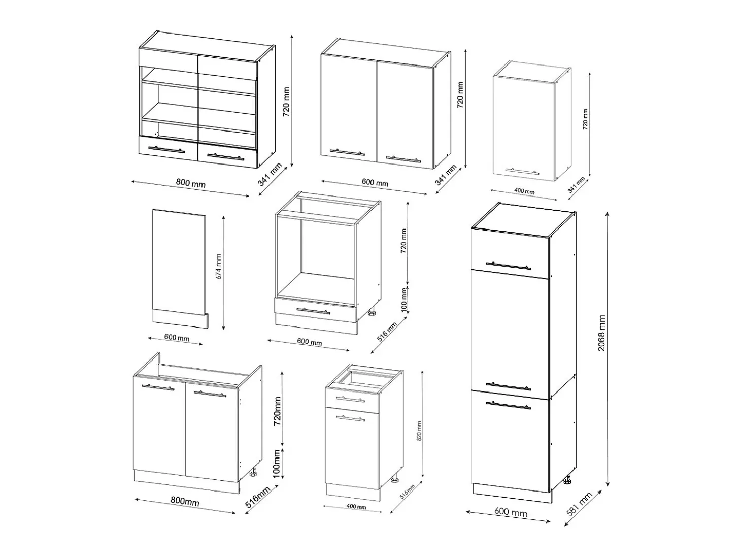 Mueble de cocina antracita casa de campo/blanco 300x60x81.6 fame-line