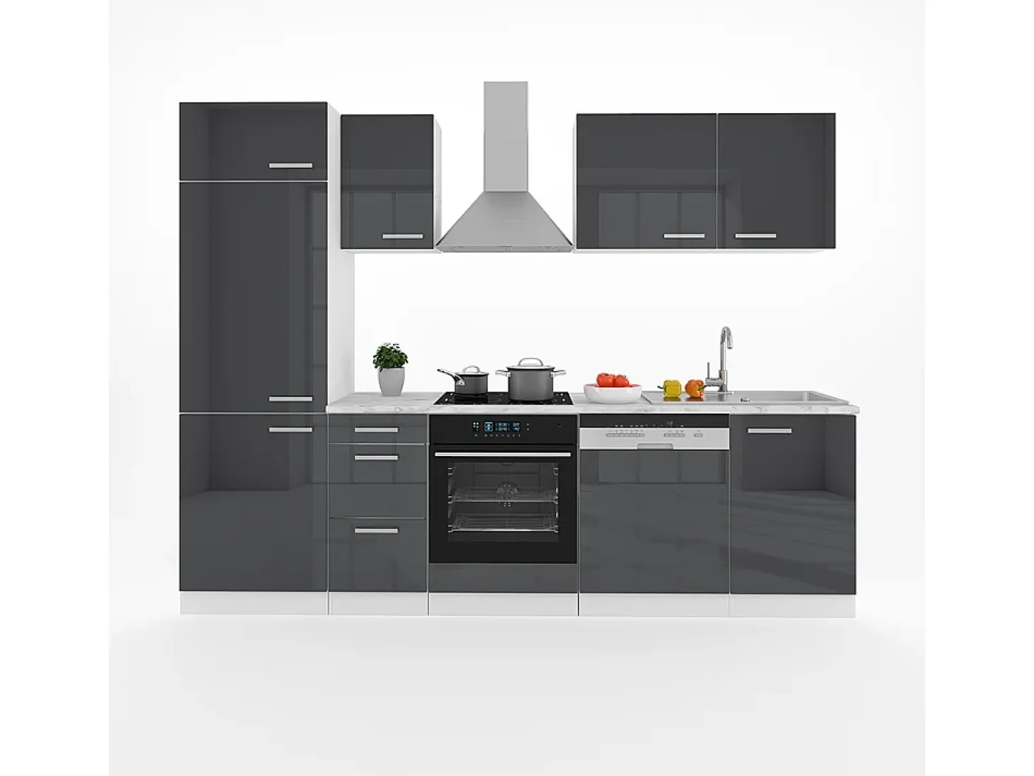 Mueble de cocina antracita brillo intenso/blanco 270x57.1x81.6 optima