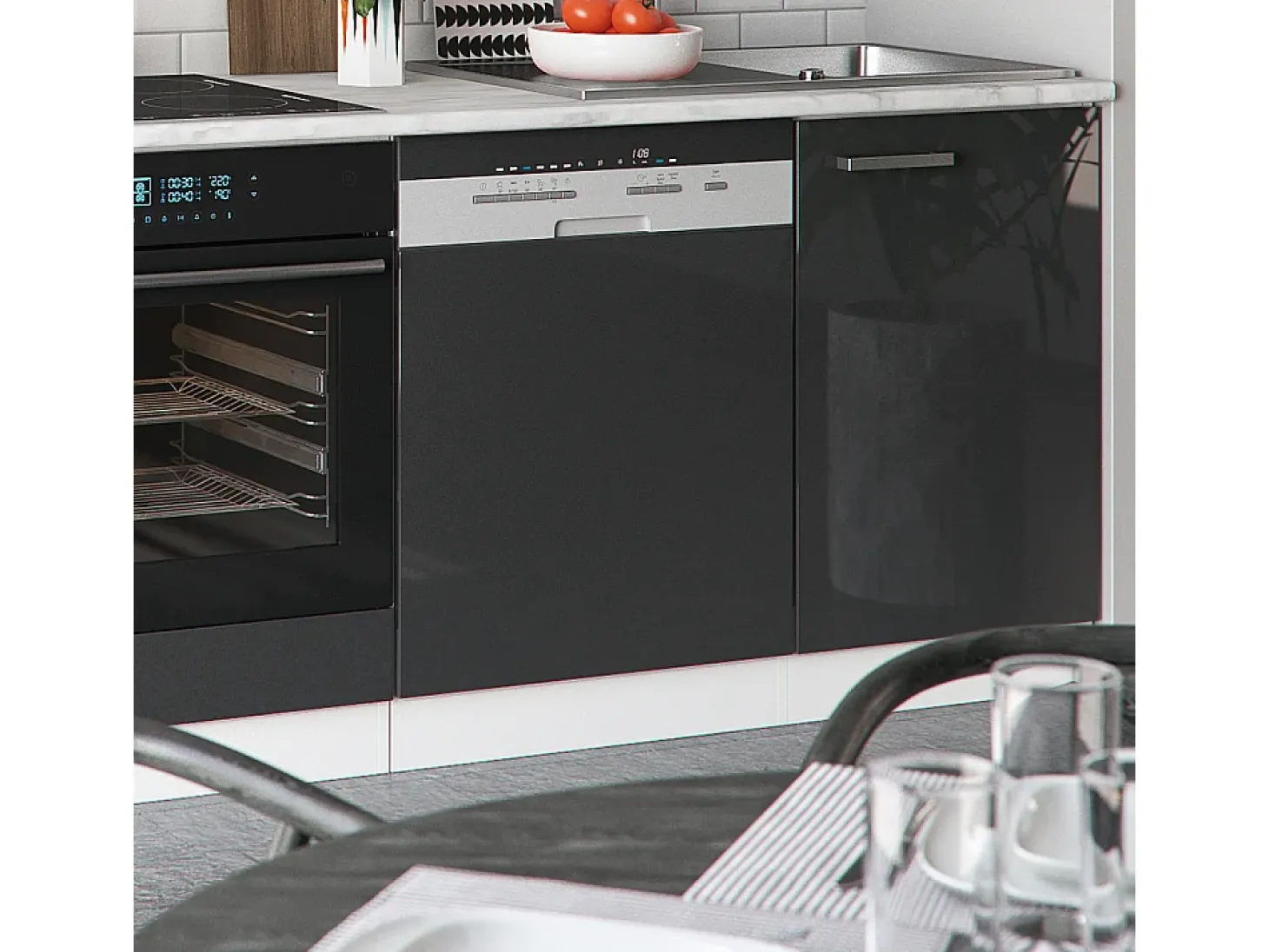 Mueble de cocina antracita brillo intenso/blanco 270x57.1x81.6 optima