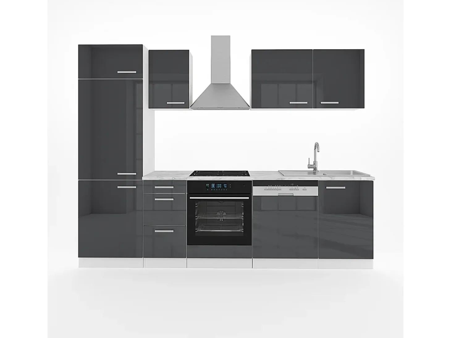 Mueble de cocina antracita brillo intenso/blanco 270x57.1x81.6 optima