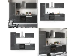 Mueble de cocina antracita brillo intenso/blanco 270x57.1x81.6 optima
