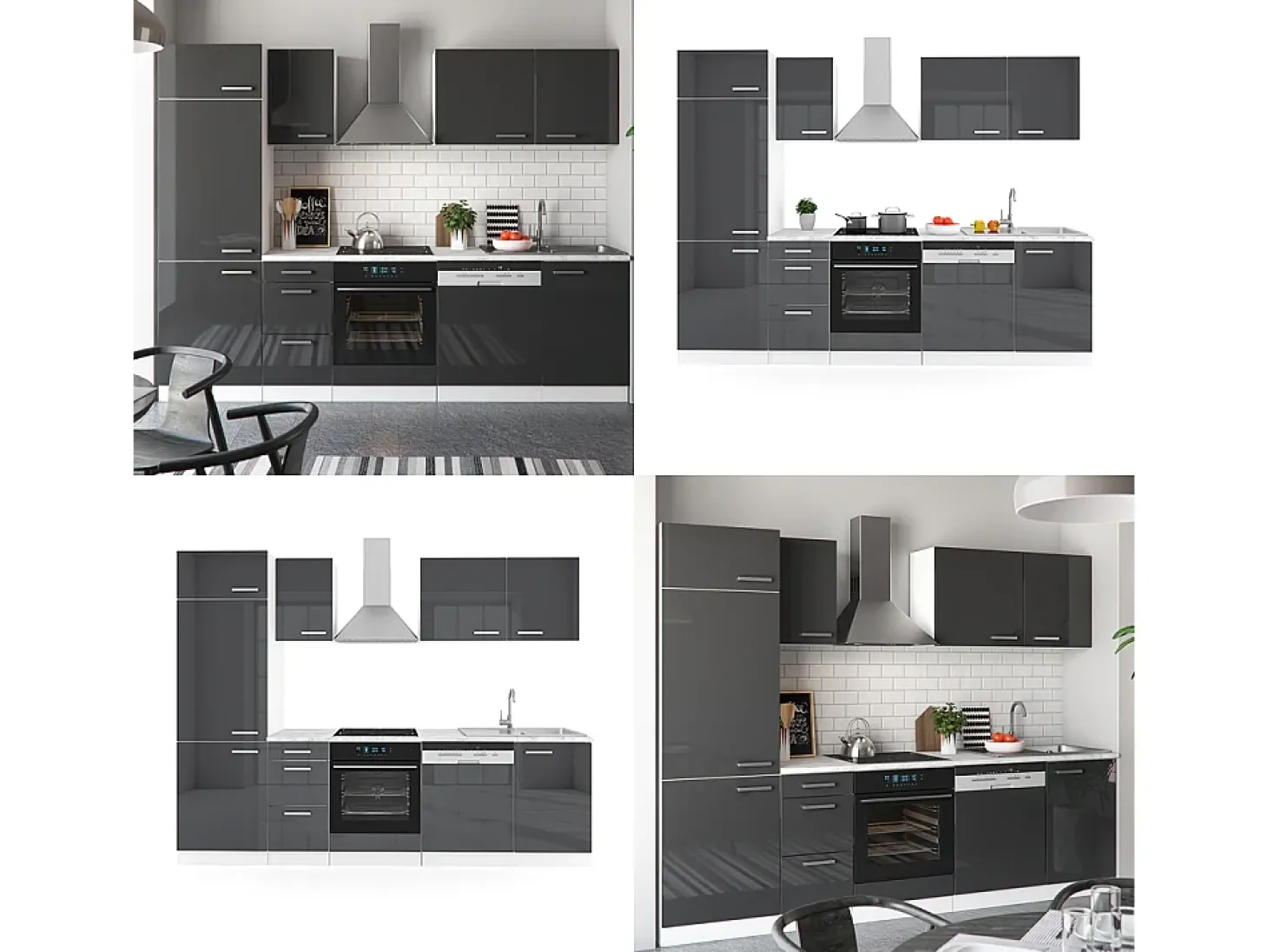 Mueble de cocina antracita brillo intenso/blanco 270x57.1x81.6 optima