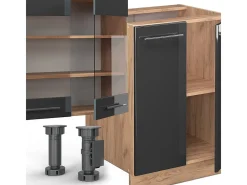 Mueble de cocina antracita brillo intenso/roble dorado eléctrico 300x60x81.6 fame-line