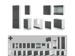 Mueble de cocina antracita casa de campo/blanco 300x46x81.6 fame-line