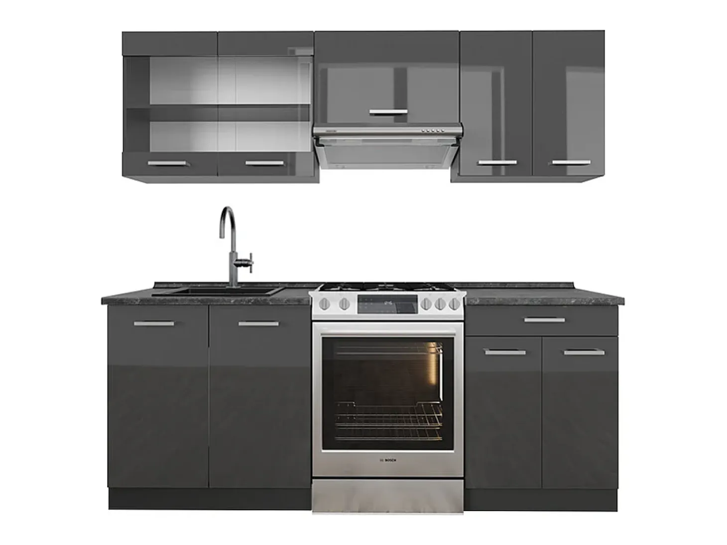 Mueble de cocina antracita brillo intenso/antracita 200x60x81.6 r-line