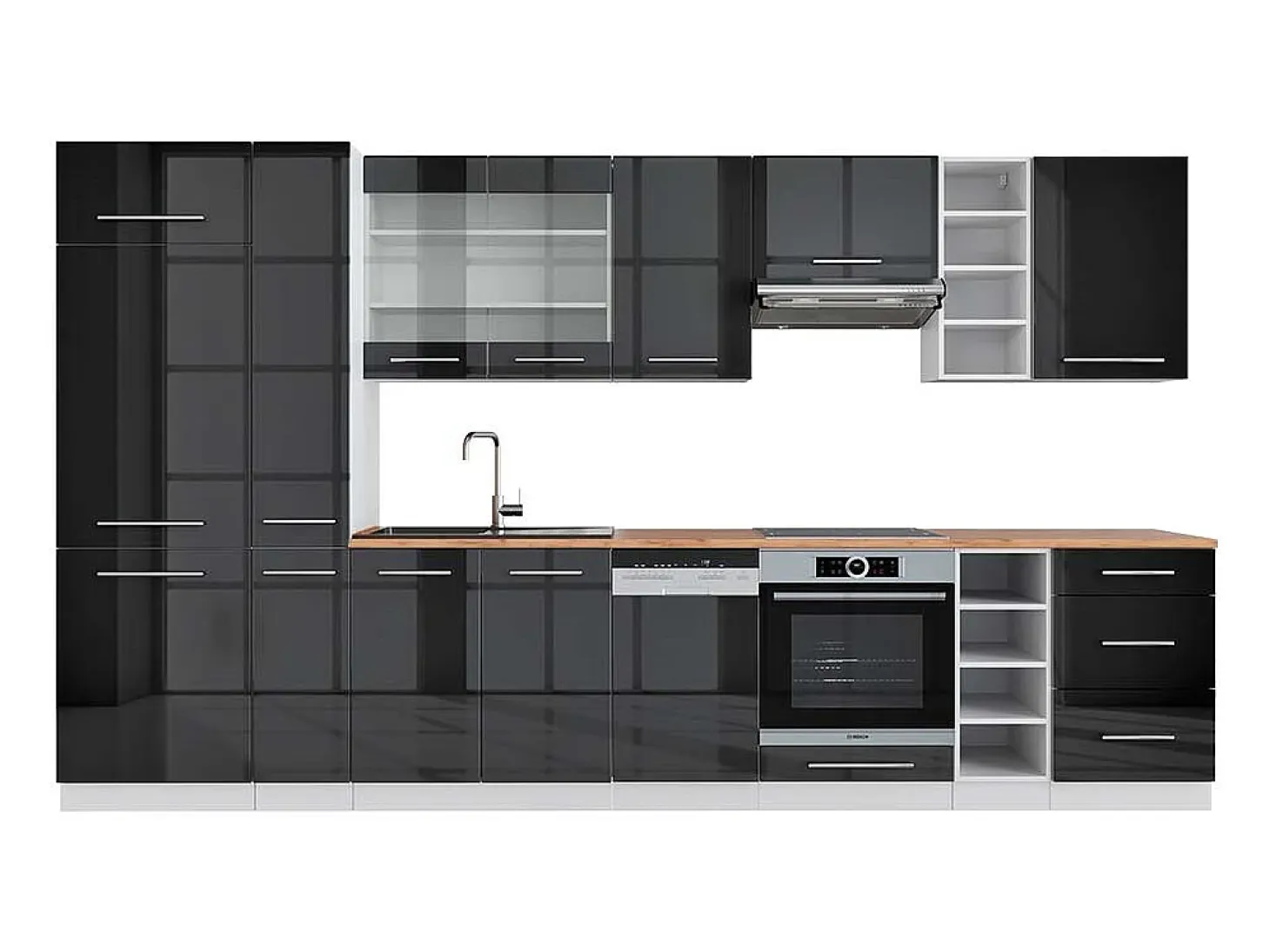 Mueble de cocina antracita brillo intenso/blanco 355x60x81.6 fame-line