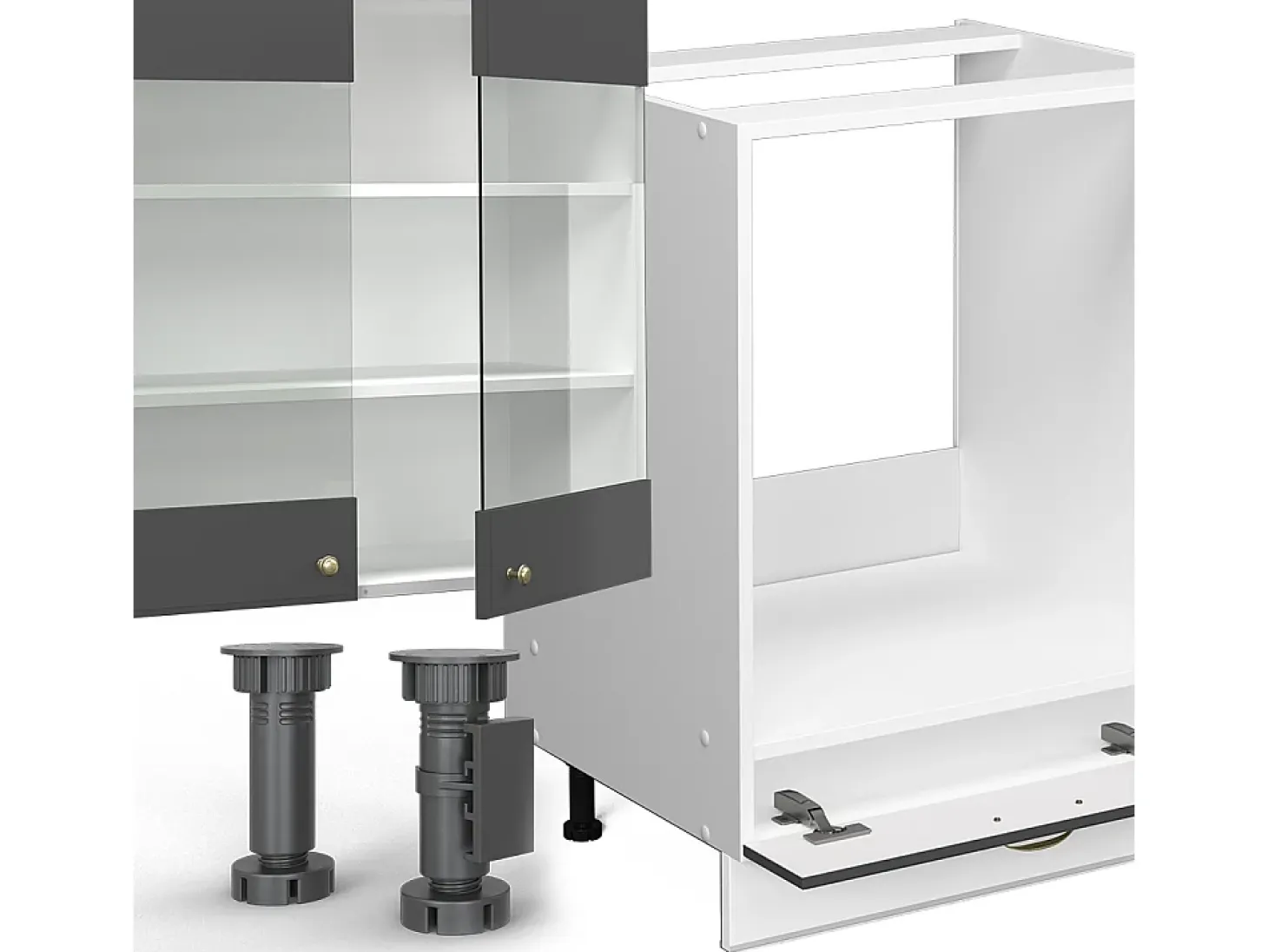 Mueble de cocina antracita-oro/blanco 355x60x81.6 fame-line