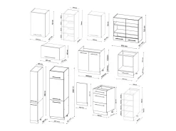 Mueble de cocina antracita-oro/blanco 355x60x81.6 fame-line