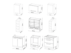 Mueble de cocina antracita casa de campo/roble kraft dorado 235x46x81.6 fame-line