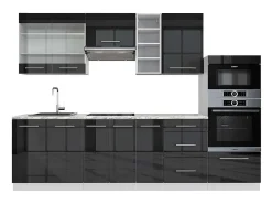 Mueble de cocina antracita brillo intenso/blanco 280x60x81.6 fame-line