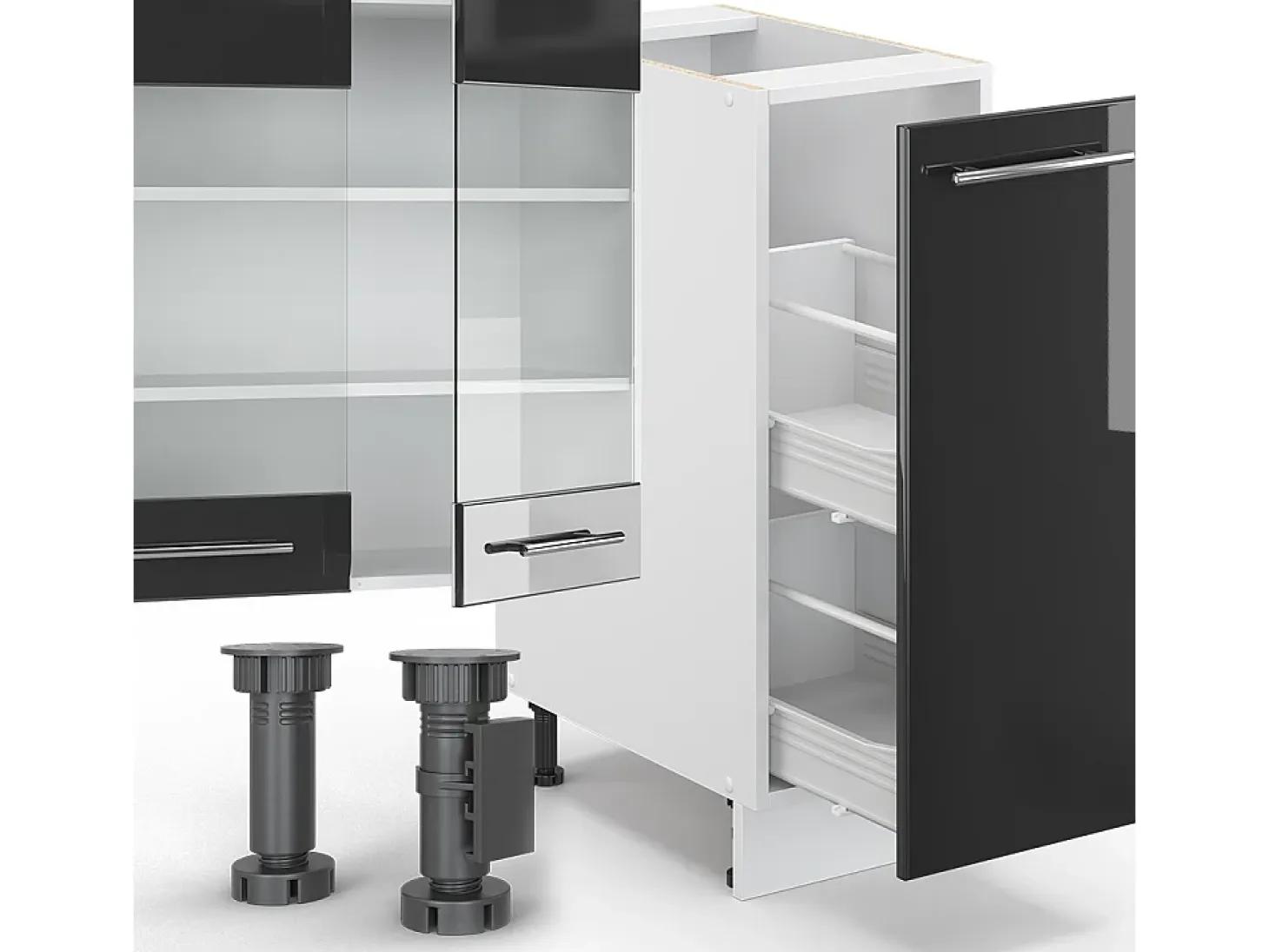 Mueble de cocina antracita brillo intenso/blanco 280x60x81.6 fame-line