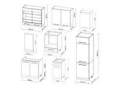 Mueble de cocina antracita casa de campo/roble kraft dorado 300x60x81.6 fame-line