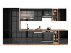 Mueble de cocina antracita brillo intenso/roble dorado eléctrico 355x46x81.6 fame-line