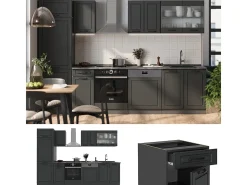 Mueble de cocina antracita casa de campo/antracita 300x46x81.6 r-line
