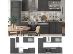 Mueble de cocina antracita-oro/blanco 300x46x81.6 fame-line