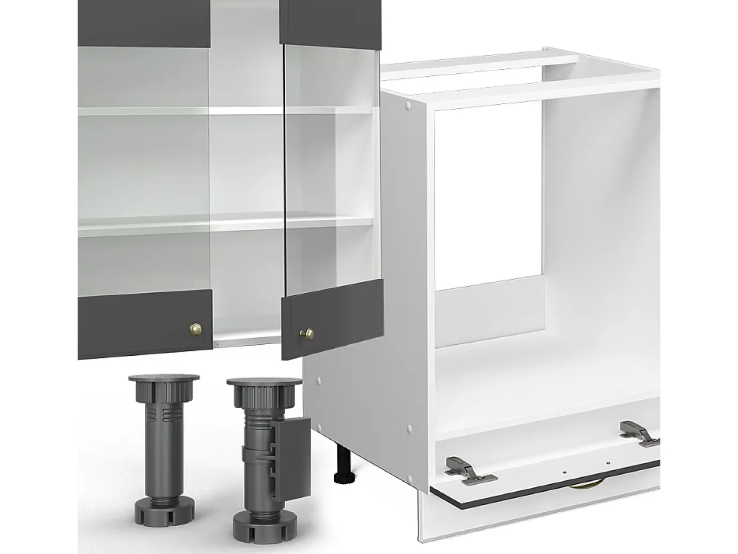 Mueble de cocina antracita-oro/blanco 300x46x81.6 fame-line