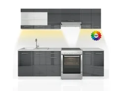 Mueble de cocina antracita brillo intenso/blanco 240x60x81.6 raul
