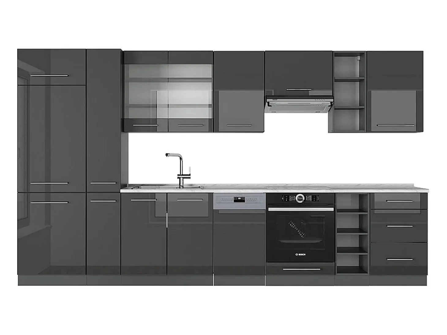 Mueble de cocina antracita alto brillo 355x60x81.6 fame-line