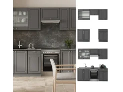 Mueble de cocina antracita-oro landhaus 200x46x81.6 fame-line