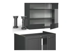 Mueble de cocina antracita-oro landhaus 200x60x81.6 fame-line