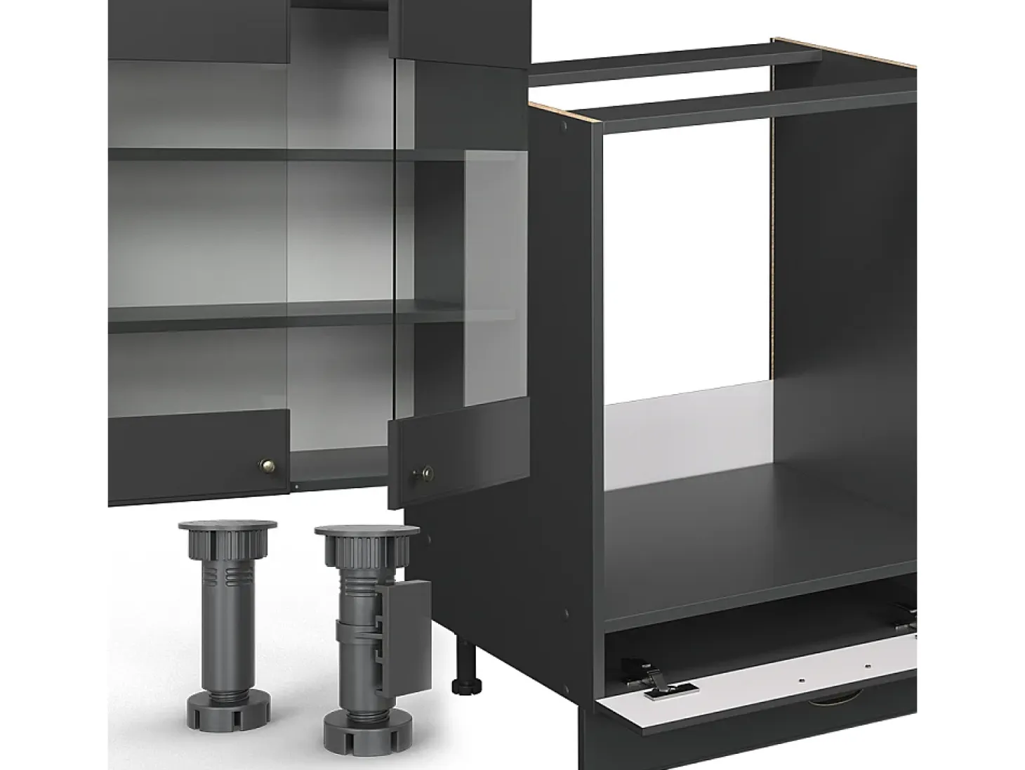 Mueble de cocina antracita-oro landhaus 300x46x81.6 fame-line