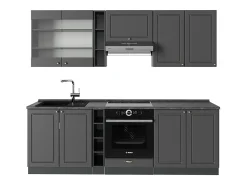 Mueble de cocina antracita-oro landhaus 235x46x81.6 fame-line