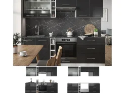 Mueble de cocina antracita brillo intenso/blanco 235x46x81.6 fame-line