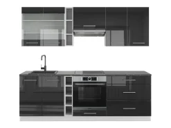 Mueble de cocina antracita brillo intenso/blanco 235x46x81.6 fame-line